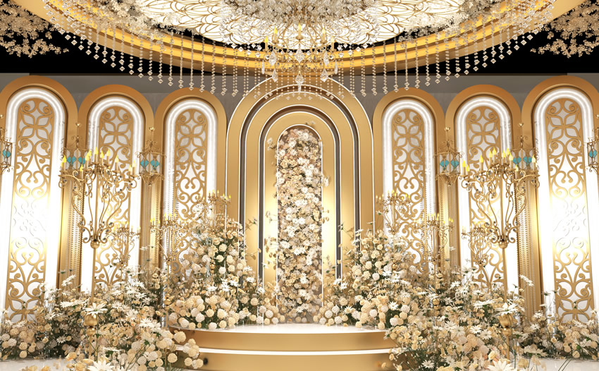 姚安香槟色调婚礼堂效果展示